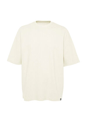 Yeni Sezon Oversize %100 Pamuk Bisiklet Yaka Kısa Kol Dokulu Desenli Günlük T-Shirt