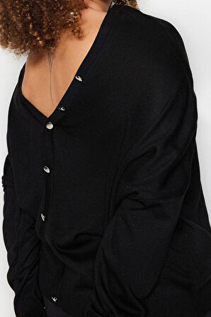 Kadın Büyük Beden Moda Şık Regular V Yaka Uzun Kol Düz Sırt Detaylı Triko Kazak