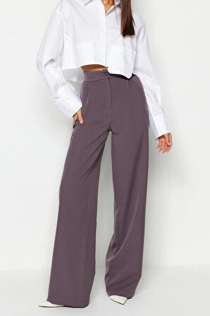 Kadın Yeni Moda Geniş Paça Regular Boy Dokuma Wide Leg Geniş Paça Pantolon