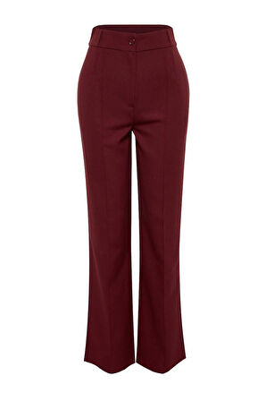 Kadın Yeni Moda Boru Paça Uzun Boy Dokuma Düz Kesim Yüksek Bel Nervür Dikişli Pantolon