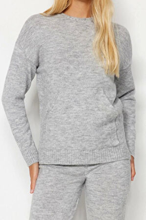 Kadın Moda Şık Regular Boy Uzun Kollu Yumuşak Dokulu Basic Triko Alt-Üst Takım