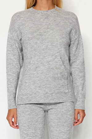 Kadın Moda Şık Regular Boy Uzun Kollu Yumuşak Dokulu Basic Triko Alt-Üst Takım