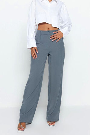 Kadın Yeni Moda Geniş Paça Uzun Boy Dokuma Yüksek Bel Wide Leg Geniş Paça Pilili Pantolon