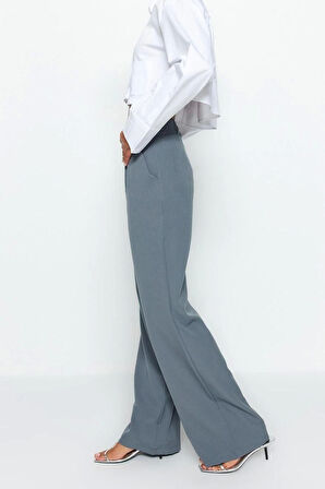 Kadın Yeni Moda Geniş Paça Uzun Boy Dokuma Yüksek Bel Wide Leg Geniş Paça Pilili Pantolon