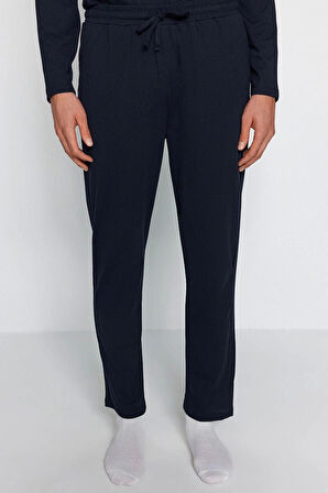 Erkek Polyester Bisiklet Yaka Uzun Kol Regular Fit Örme Pijama Takımı