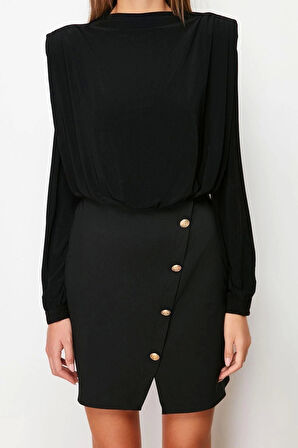 Yeni Regular Gündüz Gece Finike Dokuma Kayık Yaka Uzun Kol Bodycone Mini Boy Elbise