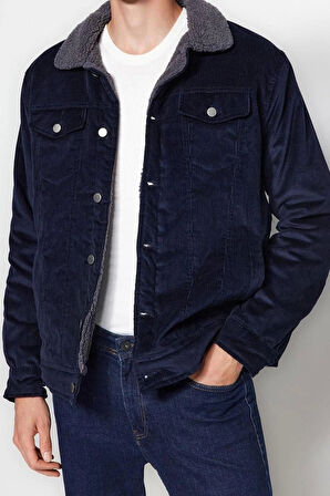 Unisex Moda Şık Regular Gömlek Yaka Standart Düz Astarlı Regular Fit Kadife Kışlık Ceket Mont