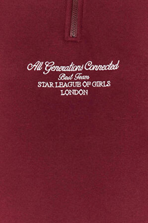 Kadın Moda Bol Fermuarlı Yaka Düşük Kol Uzun Kalın İçi Polarlı Fermuarlı Geniş Kalıp Örme Sweatshirt