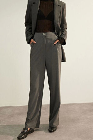 Kadın Yeni Moda Geniş Paça Uzun Boy Dokuma Premium Kalite Wide Leg Geniş Paça Pantolon