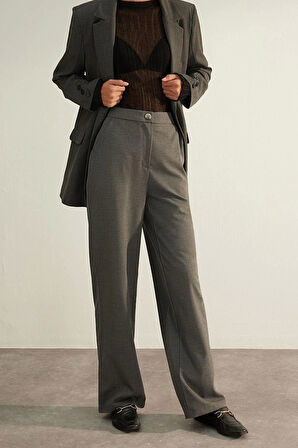 Kadın Yeni Moda Geniş Paça Uzun Boy Dokuma Premium Kalite Wide Leg Geniş Paça Pantolon