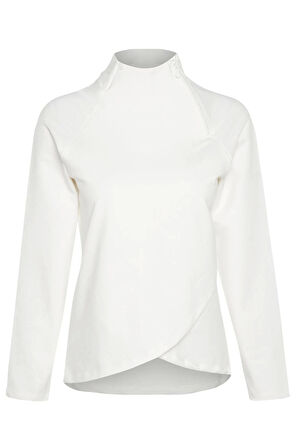 Kadın Moda Regular Dik Yaka Reglan Kol Regular Kaymak ı Pamuklu Fermuar Detaylı Örme Spor Sweatshirt