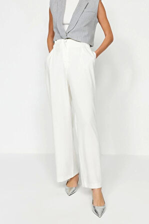 Kadın Yeni Moda Geniş Paça Uzun Boy Dokuma Yüksek Bel Wide Leg Geniş Paça Pantolon