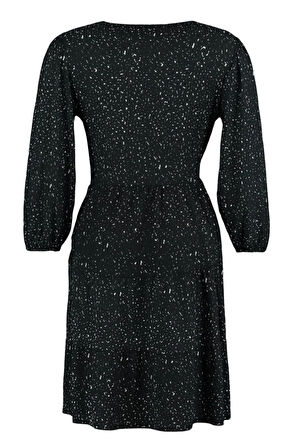 Yeni Rahat Casual Günlük Kaşkorse Örme Kruvaze Uzun Kol A-Line Mini Boy Büyük Beden Elbise