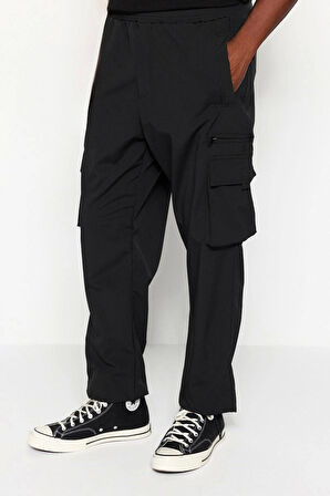 Erkek Yeni Moda Büyük Beden Lastikli Paça Regular Boy Dokuma Jogger Teknik Paraşüt Kumaş Pantolon