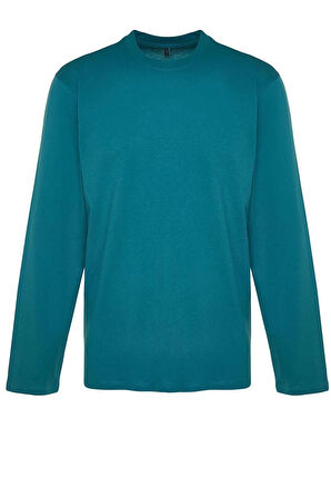 Yeni Sezon 2'li Paket Regular %100 Pamuk Bisiklet Yaka Uzun Kol Düz Desenli Günlük T-Shirt