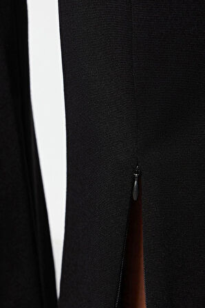 Kadın Moda Büyük Beden İspanyol Paça Uzun Boy Örme Skinny Yüksek Bel Paçası Fermuarlı Örme Pantolon