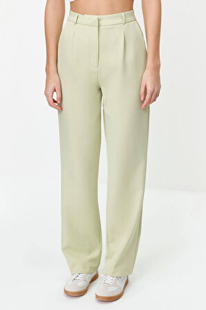 Kadın Yeni Moda Geniş Paça Uzun Boy Dokuma Wide Leg Geniş Paça Pileli Pantolon