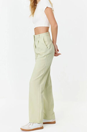 Kadın Yeni Moda Geniş Paça Uzun Boy Dokuma Wide Leg Geniş Paça Pileli Pantolon