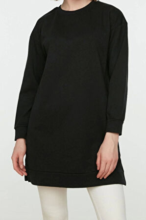 Kadın Tesettür Moda Şık Regular Bisiklet Yaka Düşük Kol Uzun 2li Paket Basic Örme Sweatshirt