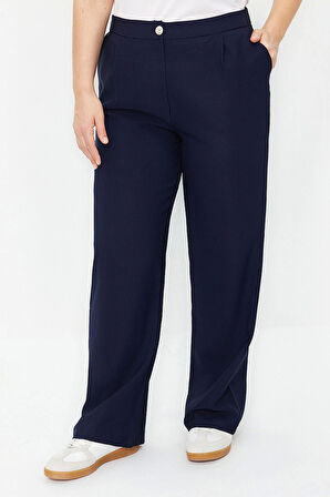 Kadın Yeni Moda Büyük Beden Geniş Paça Uzun Boy Dokuma Wide Leg Geniş Paça Kumaş Pantolon