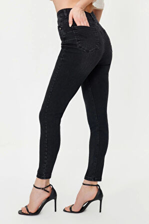Kadın Moda Şık Kot Pantolon Dar Paça Regular Boy Denim Yüksek Bel Skinny Jeans
