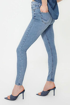 Kadın Moda Şık Kot Pantolon Dar Paça Regular Boy Denim Yüksek Bel Skinny Jeans