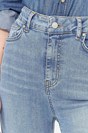 Kadın Moda Şık Kot Pantolon Dar Paça Regular Boy Denim Yüksek Bel Skinny Jeans