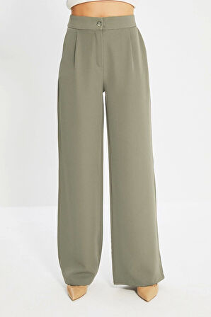 Kadın Yeni Moda Geniş Paça Regular Boy Dokuma Wide Leg Geniş Paça Pantolon