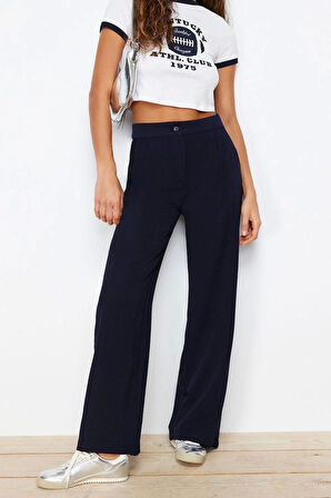 Kadın Yeni Moda Geniş Paça Regular Boy Dokuma Wide Leg Geniş Paça Pantolon