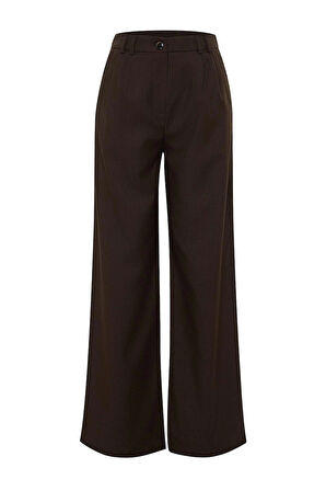 Kadın Yeni Moda Geniş Paça Regular Boy Dokuma Geniş Paça Wide Leg Pilili Pantolon