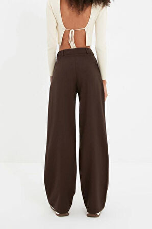 Kadın Yeni Moda Geniş Paça Regular Boy Dokuma Geniş Paça Wide Leg Pilili Pantolon