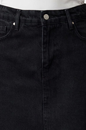 Kadın Moda Stil Mini Astarsız Denim Yüksek Bel Mini Denim Etek