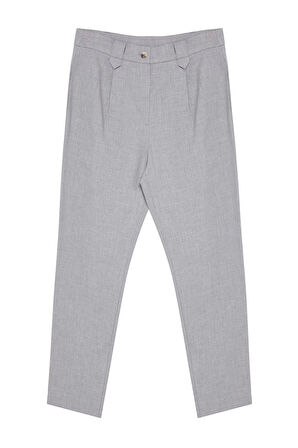 Kadın Yeni Moda Boru Paça Regular Boy Dokuma Havuç Yüksek Bel Poliviskon Pantolon