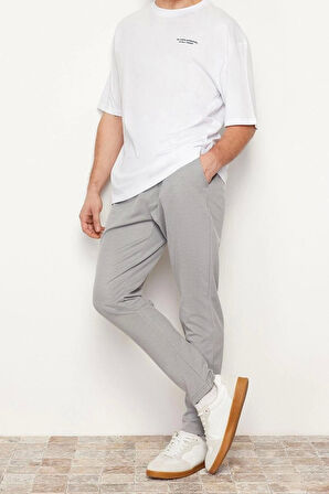 Erkek Yeni Moda Boru Paça Regular Boy Örme Jogger Fit Beli Bağcıklı Dokulu Örme Rahat Pantolon