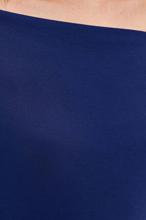 Kadın Şık Regular Kayık Yaka Düşük Kol Slim Kalıp Örme Düz Yumuşak Kumaşlı Fitted Vücuda Oturan Bluz