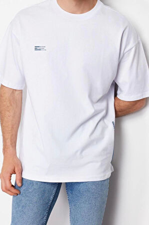 Yeni Sezon Oversize %100 Pamuk Bisiklet Yaka Kısa Kol Slogan Desenli Günlük T-Shirt