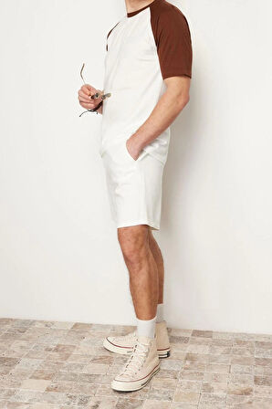 Yeni Sezon Regular %100 Pamuk Bisiklet Yaka Kısa Kol Renk Bloklu Desenli Günlük T-Shirt