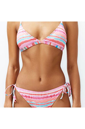 Yeni Çizgili Destekli Üçgen Normal Bel Brief Çizgili Üçgen Regular Bikini Takımı