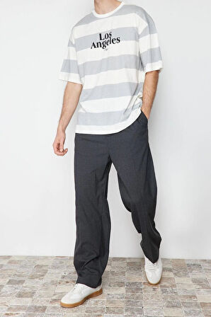 Yeni Sezon Oversize %100 Pamuk Bisiklet Yaka Kısa Kol Çizgili Desenli Günlük T-Shirt