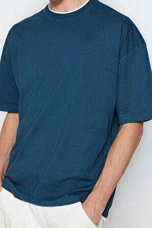 Yeni Sezon Oversize %100 Pamuk Bisiklet Yaka Kısa Kol Düz Desenli Günlük T-Shirt