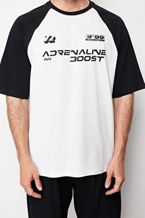 Yeni Sezon Oversize %100 Pamuk Bisiklet Yaka Kısa Kol Baskılı Desenli Günlük T-Shirt
