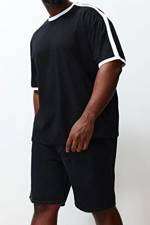 Yeni Sezon Rahat Pamuklu Bisiklet Yaka Kısa Kol Slogan Desenli Günlük Büyük Beden T-Shirt