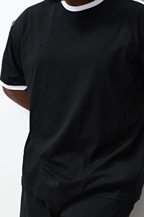 Yeni Sezon Rahat Pamuklu Bisiklet Yaka Kısa Kol Slogan Desenli Günlük Büyük Beden T-Shirt