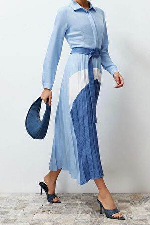 Yeni Regular Günlük Terrycotton Dokuma Gömlek Yaka Uzun Kol Gömlek Elbise Maxi Boy Tesettür Elbise