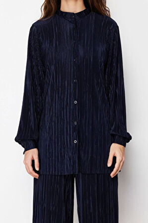 Kadın Moda Şık Regular Uzun Boy Uzun Kollu Piliseli Örme Alt-Üst Takım