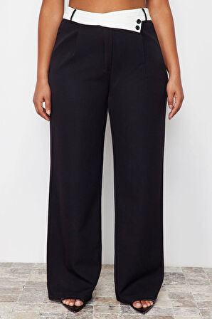 Kadın Yeni Moda Büyük Beden Geniş Paça Uzun Boy Dokuma Yüksek Bel Wideleg Pantolon