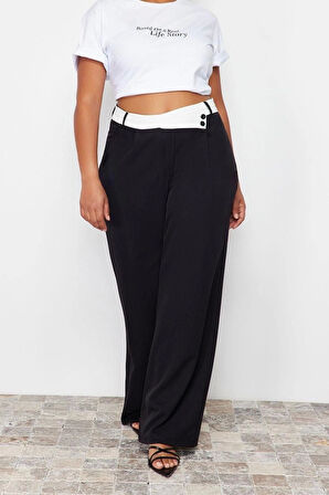 Kadın Yeni Moda Büyük Beden Geniş Paça Uzun Boy Dokuma Yüksek Bel Wideleg Pantolon