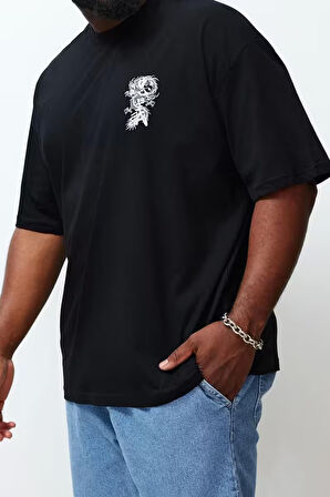 Yeni Sezon Oversize Pamuklu Bisiklet Yaka Kolsuz Kol Sırt Baskılı Desenli Günlük Büyük Beden T-Shirt