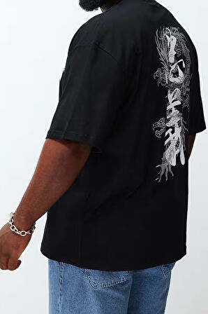 Yeni Sezon Oversize Pamuklu Bisiklet Yaka Kolsuz Kol Sırt Baskılı Desenli Günlük Büyük Beden T-Shirt