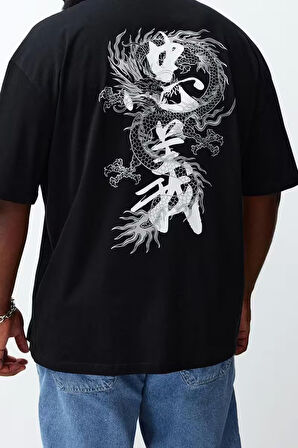 Yeni Sezon Oversize Pamuklu Bisiklet Yaka Kolsuz Kol Sırt Baskılı Desenli Günlük Büyük Beden T-Shirt